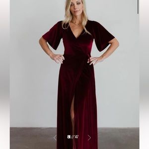 Meghan Velvet Wrap Maxi Dress in Mulberry by Baltic Born
